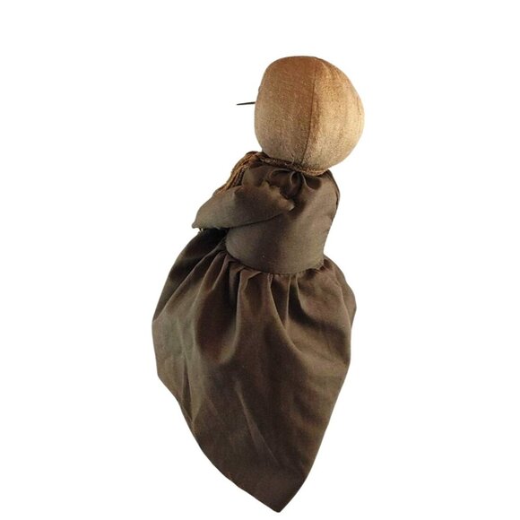 Primitive Handmade Rag Doll With Brown Dress & Scarf - Picture 4 of 13